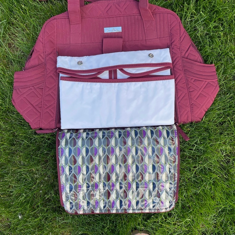 Vera Bradley Maroon Stroll Around Baby Bag - Picture 4 of 10